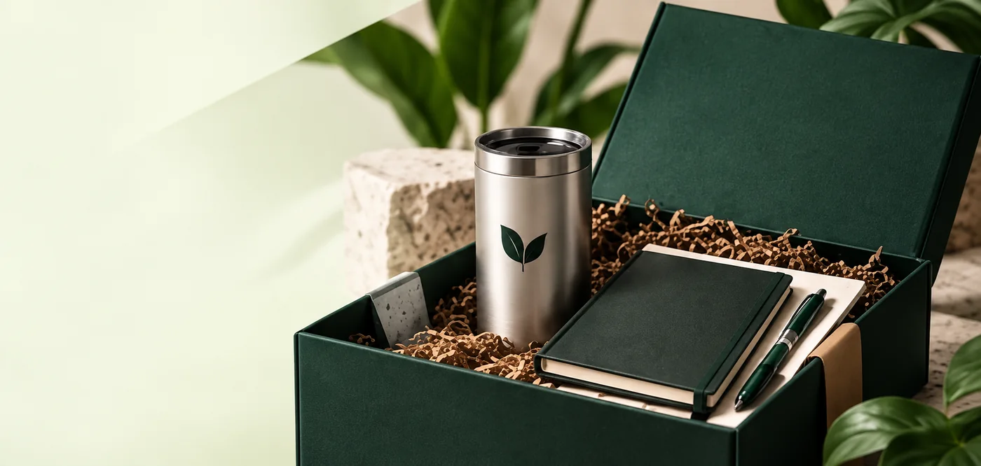 Kit corporativo con libreta, bolígrafo y termo personalizados